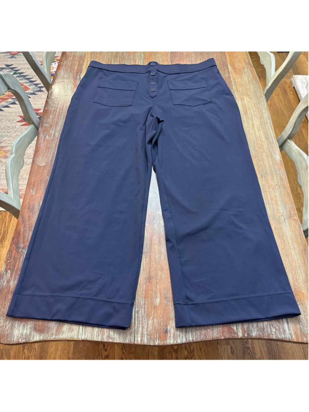 Halara Navy Wide Leg Button Front Sailor Pants 3X NWT